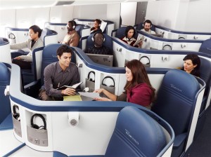 a group of people sitting in a plane