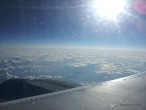a view of the sky from an airplane window