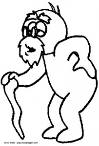 a cartoon of a monkey holding a stick