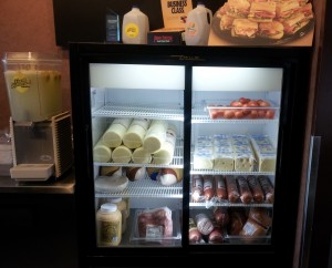 a refrigerator with food in it