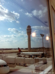 a view of a tower from a window