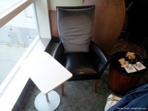 a chair and table in a room