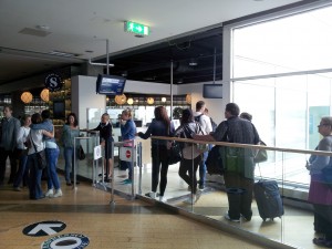 a group of people in a building