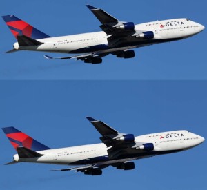 a collage of a plane in the sky