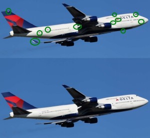 a collage of a plane flying