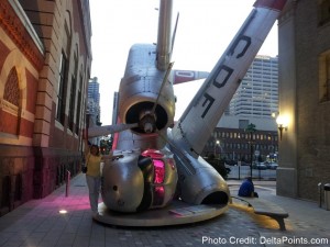 a large airplane on display