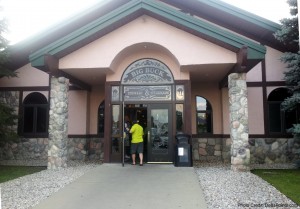 a person entering a building