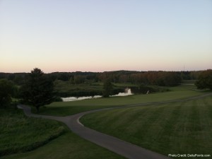a path leading to a golf course