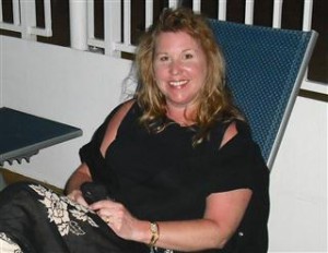 a woman sitting in a chair