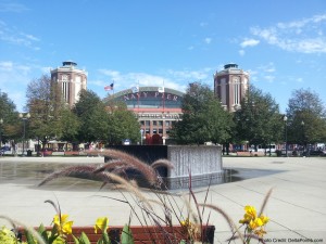 a fountain in front of a building