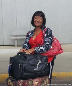 a woman holding a bag