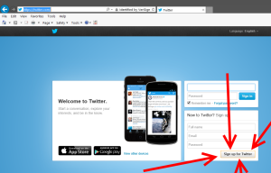 twitter first page for new account