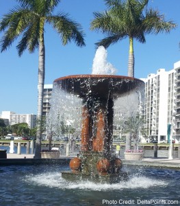 a fountain with water splashing out of it