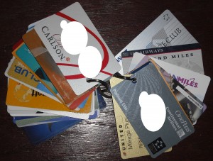 a close-up of several credit cards