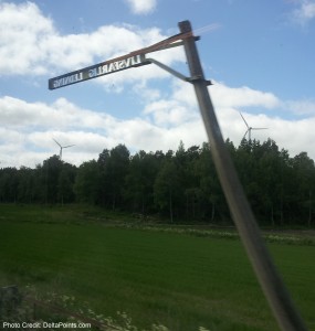 a street sign in the air