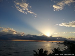 a sunset over the ocean
