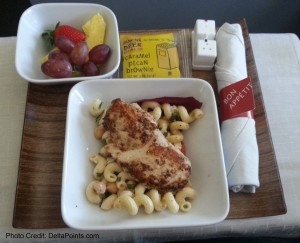 a plate of food on a tray