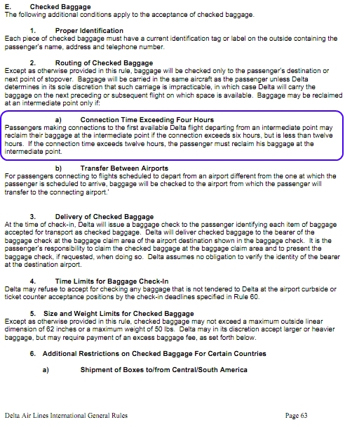 Layovers, Stopovers and Baggage Claim Requirements