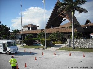a building with a triangular roof