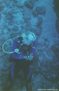 a scuba diver in the water