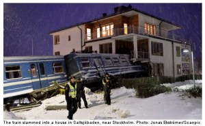 a train crashed into a house