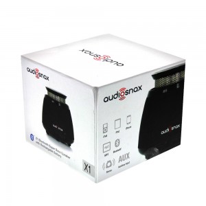 a box with a black object on it