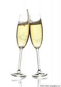 a pair of champagne glasses