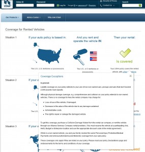a screenshot of a car insurance application