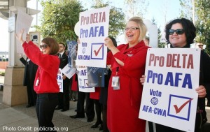 a group of people holding signs