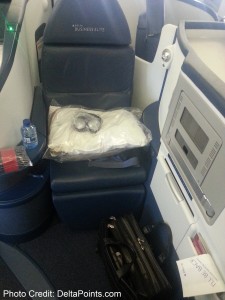 a seat with a bag on it