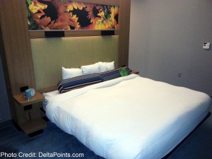 a bed with a white sheet