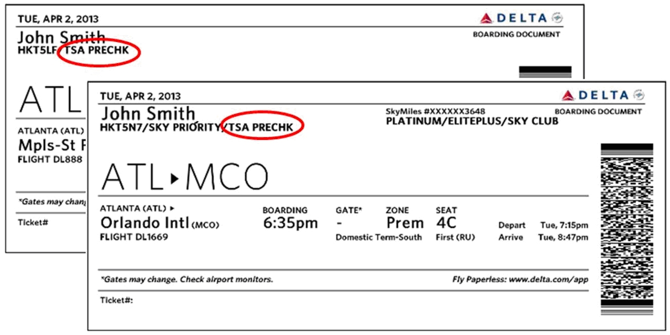 New boarding pass notification for TSA PreCheck Eye of the Flyer