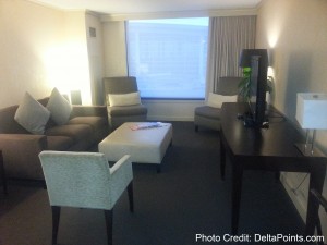 a room with a couch and a table