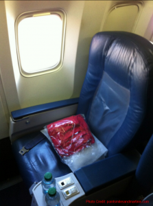 a seat with a bag on it