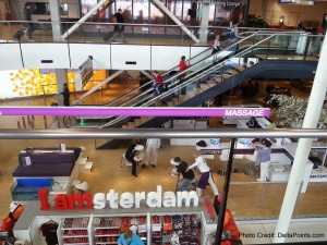 a group of people in a mall