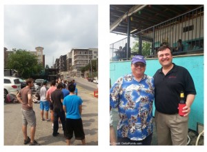 a collage of men standing in a street