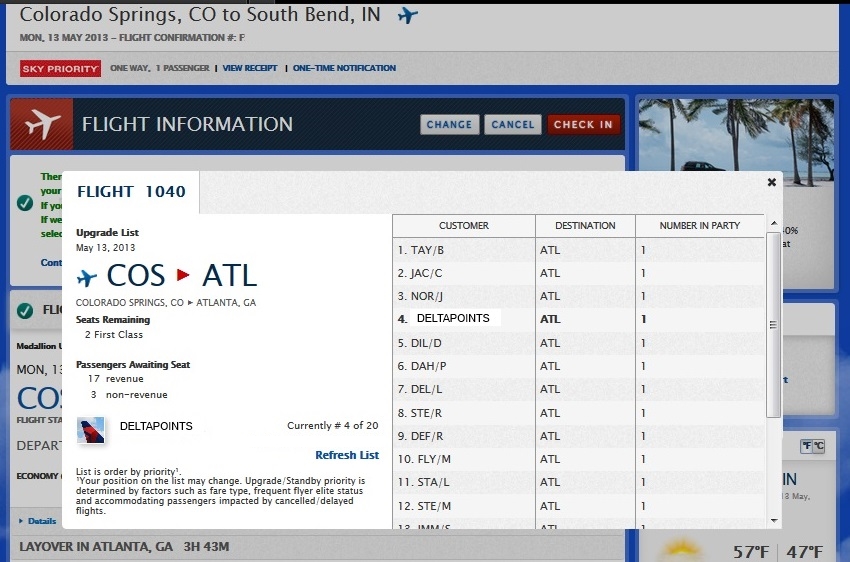 What is up with the Upgrade list vs. the Delta phone APP