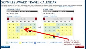 a screenshot of a travel calendar