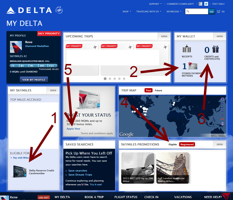 Tips to look for on your "My Delta" page Eye of the Flyer