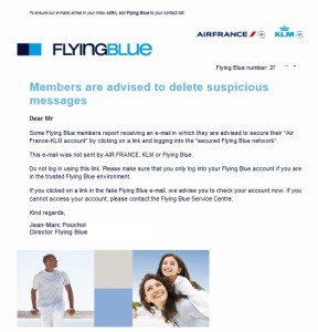 phishing email to klm af