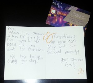thankyou card from Sheraton SDF to Delta Points blog