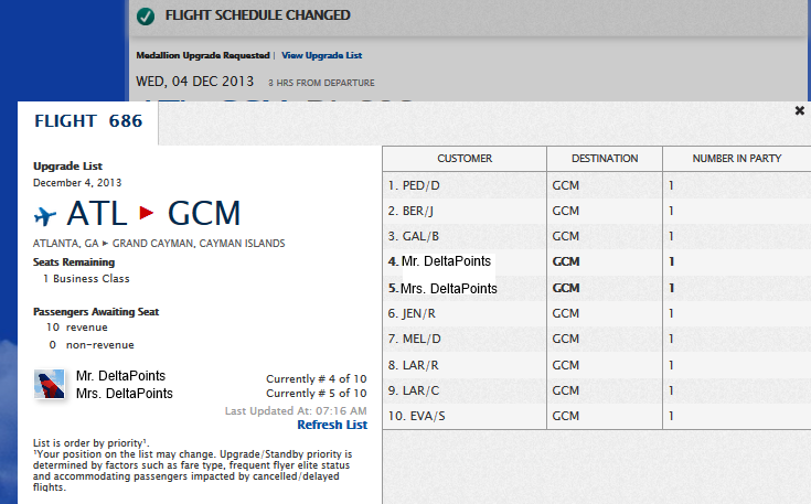 delta-com upgrade list now shows the same as fly delta app upgrade list