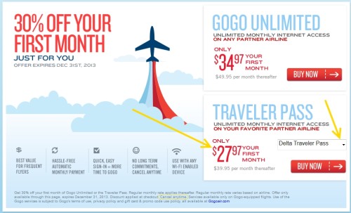 great year end discount for GoGo on Delta airlines delta points blog