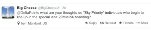 Big Cheese tweets Delta Points about Delta boarding process