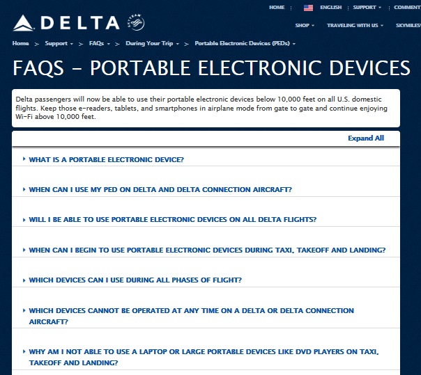 Delta SKY magazine – go digital or days are numbered due to PEDs gate to gate