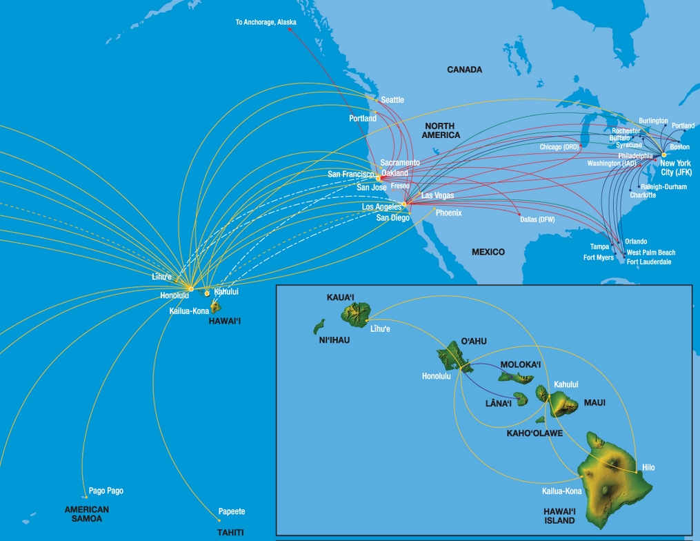 us airways route map hawaii