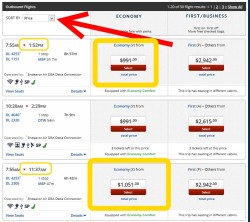 results if you search by price