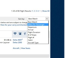 use drop down to pick miles per passanger