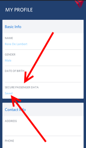 Delta TSA Trusted Traveler Known Traveler number on APP 3
