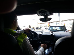 porche ride to airplane FRA airport delta points blog 2